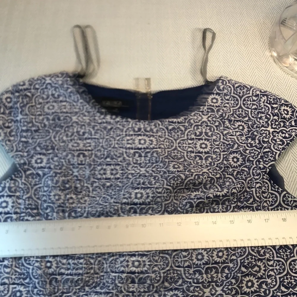 AGB BLUE WHITE CAP SLEEVE DRESS Size 16 EXCELLENT CONDITION PREWORN SO PRETTY